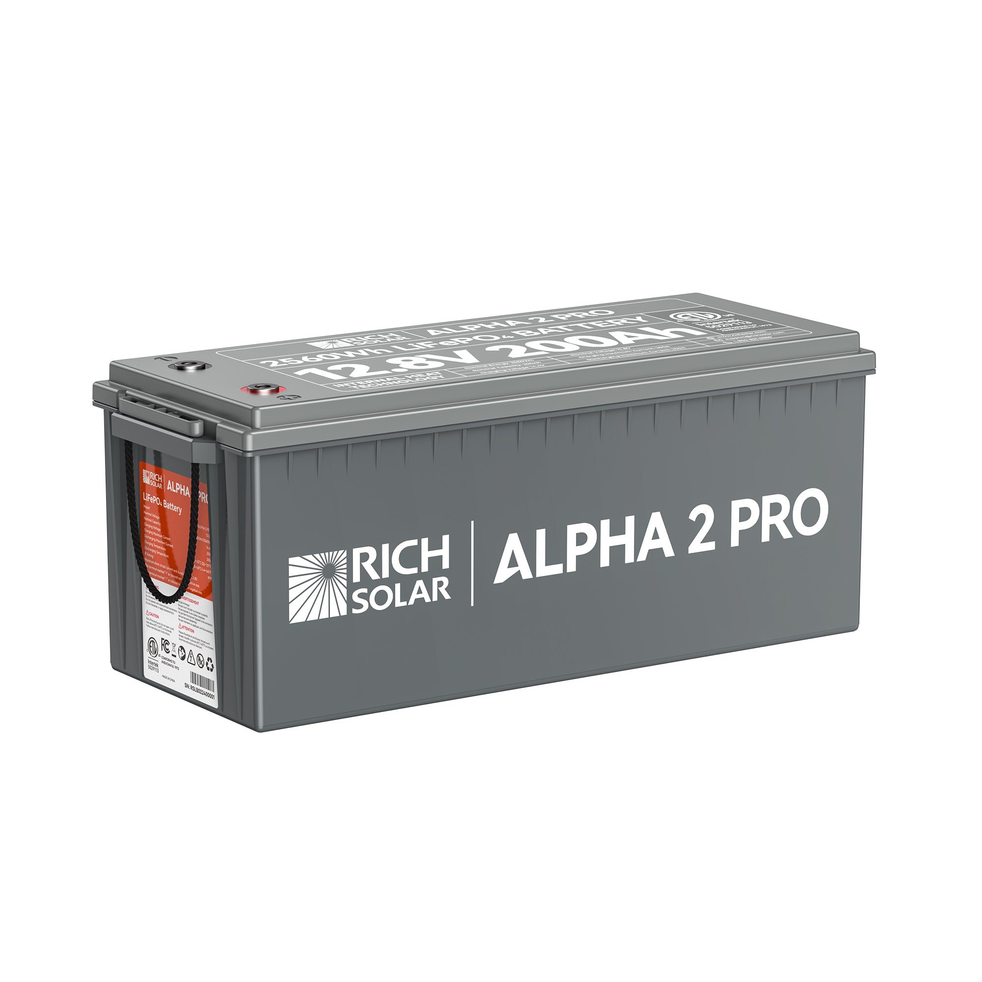 RICH SOLAR ALPHA 2 PRO 12V 200Ah LiFePO4 Battery – UL1973 Certified | 7,000+ Cycles | 10-Year Warranty | RVs, Cabins, Tiny Homes