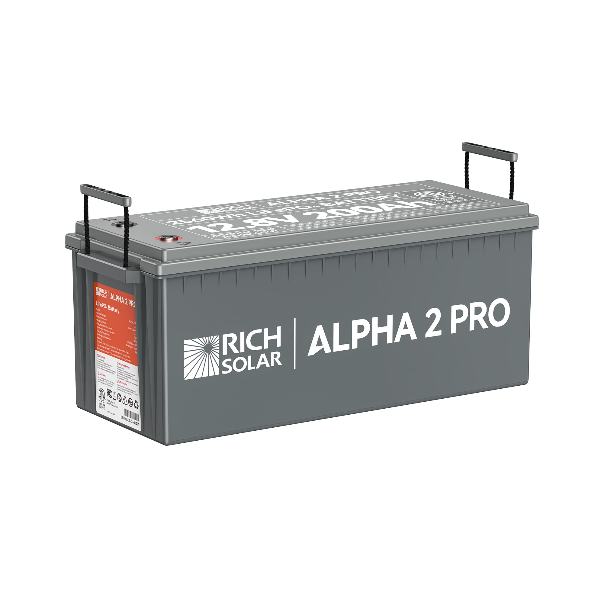 RICH SOLAR ALPHA 2 PRO 12V 200Ah LiFePO4 Battery – UL1973 Certified | 7,000+ Cycles | 10-Year Warranty | RVs, Cabins, Tiny Homes