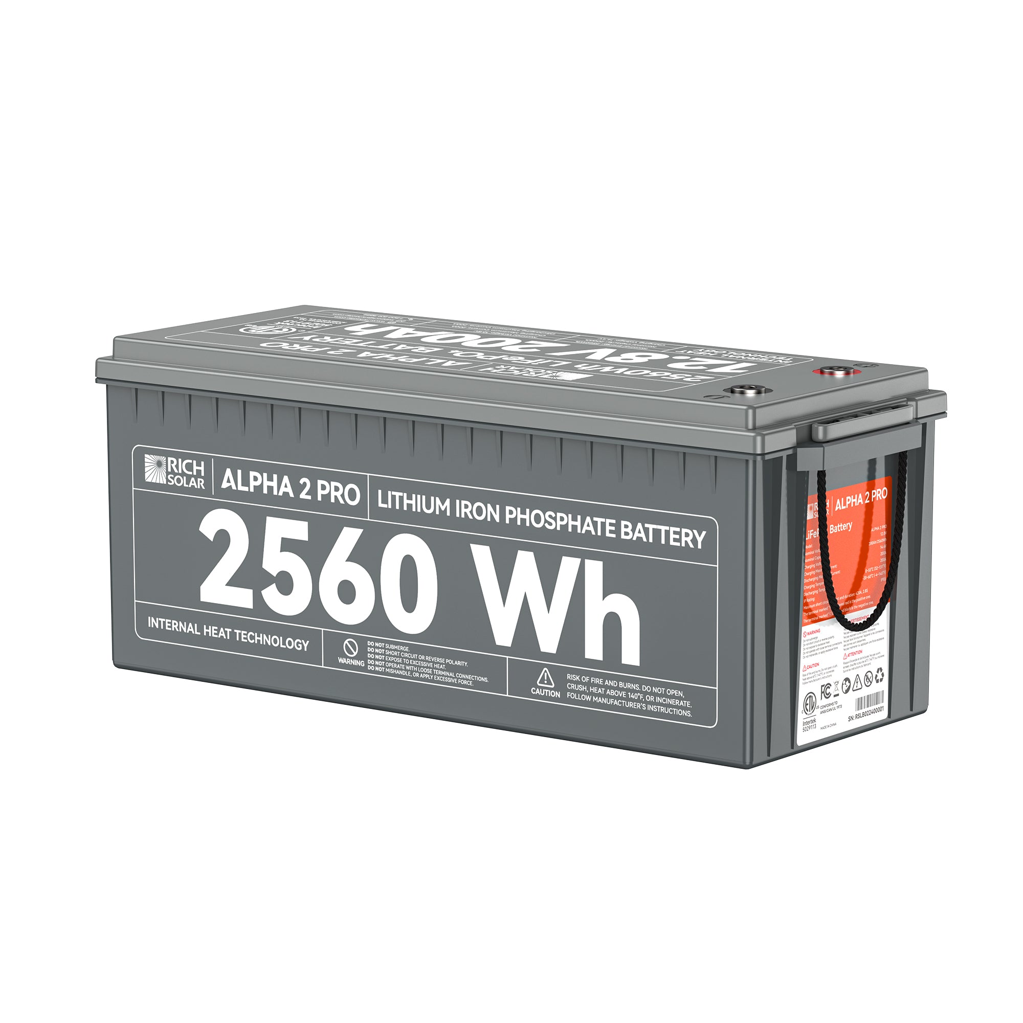RICH SOLAR ALPHA 2 PRO 12V 200Ah LiFePO4 Battery – UL1973 Certified | 7,000+ Cycles | 10-Year Warranty | RVs, Cabins, Tiny Homes