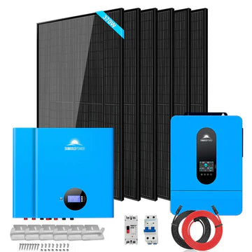 SunGoldPower 6500W Off-Grid Solar Kit – 48V 120/240V Inverter + 10.24kWh PowerWall Battery + 6×370W Panels