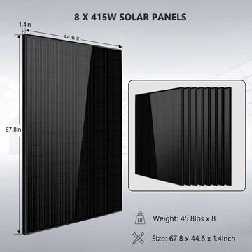 SunGoldPower 8000W Off-Grid Kit – 48V Inverter, 10.24kWh LiFePO4 Battery, 8×415W Solar Panels