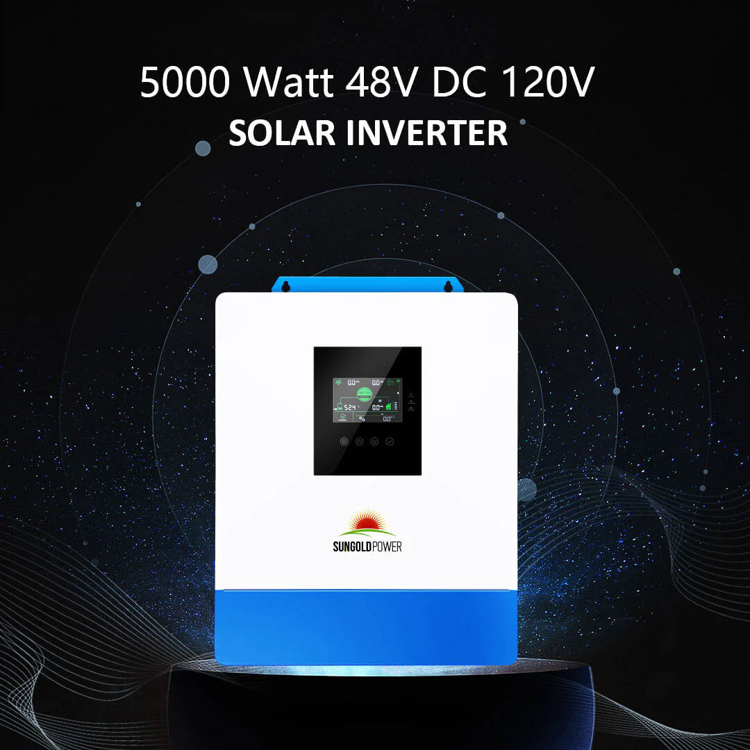 SunGoldPower 5000W Wall-Mounted Off-Grid Solar Kit – 48V 120V Inverter + 5.12kWh PowerWall Battery + 6×200W Panels