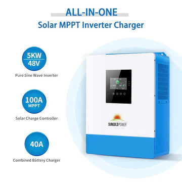 SunGoldPower 5000W Off-Grid Solar Kit – 48V 120V Inverter + 10.24kWh PowerWall Battery + 6×370W Panels