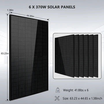 SunGoldPower 5000W Off-Grid Solar Kit – 48V 120V Inverter + 10.24kWh PowerWall Battery + 6×370W Panels