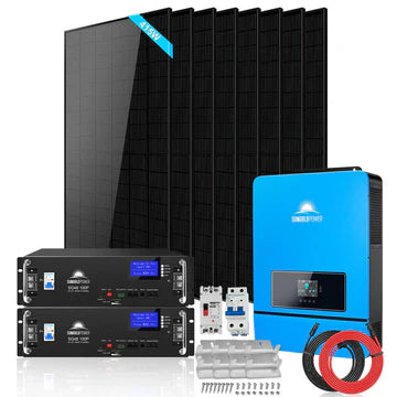 SunGoldPower 8000W Off-Grid Kit – 48V Inverter, 10.24kWh LiFePO4 Battery, 8×415W Solar Panels