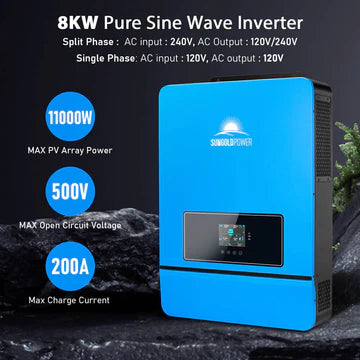 SunGoldPower 8000W Off-Grid Kit – 48V Inverter, 10.24kWh LiFePO4 Battery, 8×415W Solar Panels