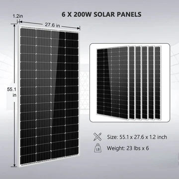 SunGoldPower 5000W Wall-Mounted Off-Grid Solar Kit – 48V 120V Inverter + 5.12kWh PowerWall Battery + 6×200W Panels